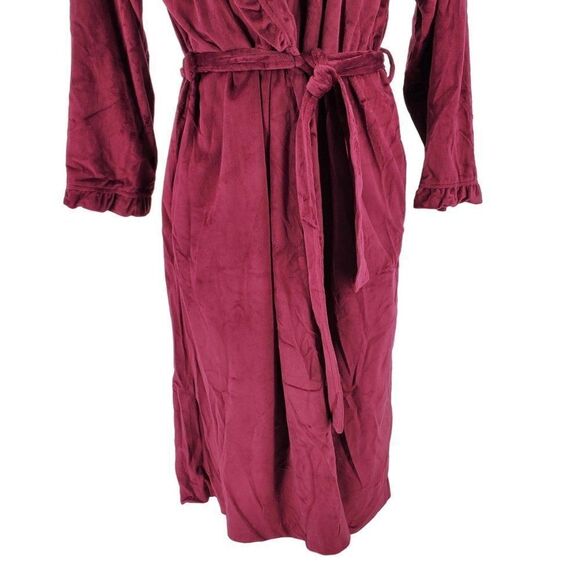 Cabernet Womens Robe Long Soft Plush Purple Belt Pockets Size Large New - Picture 6 of 10